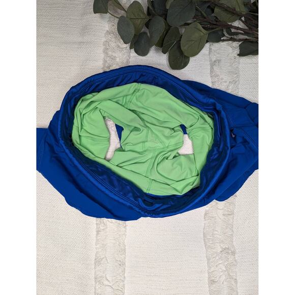 Fabletics Lined Running Shorts in Blue & Green - Picture 3 of 3